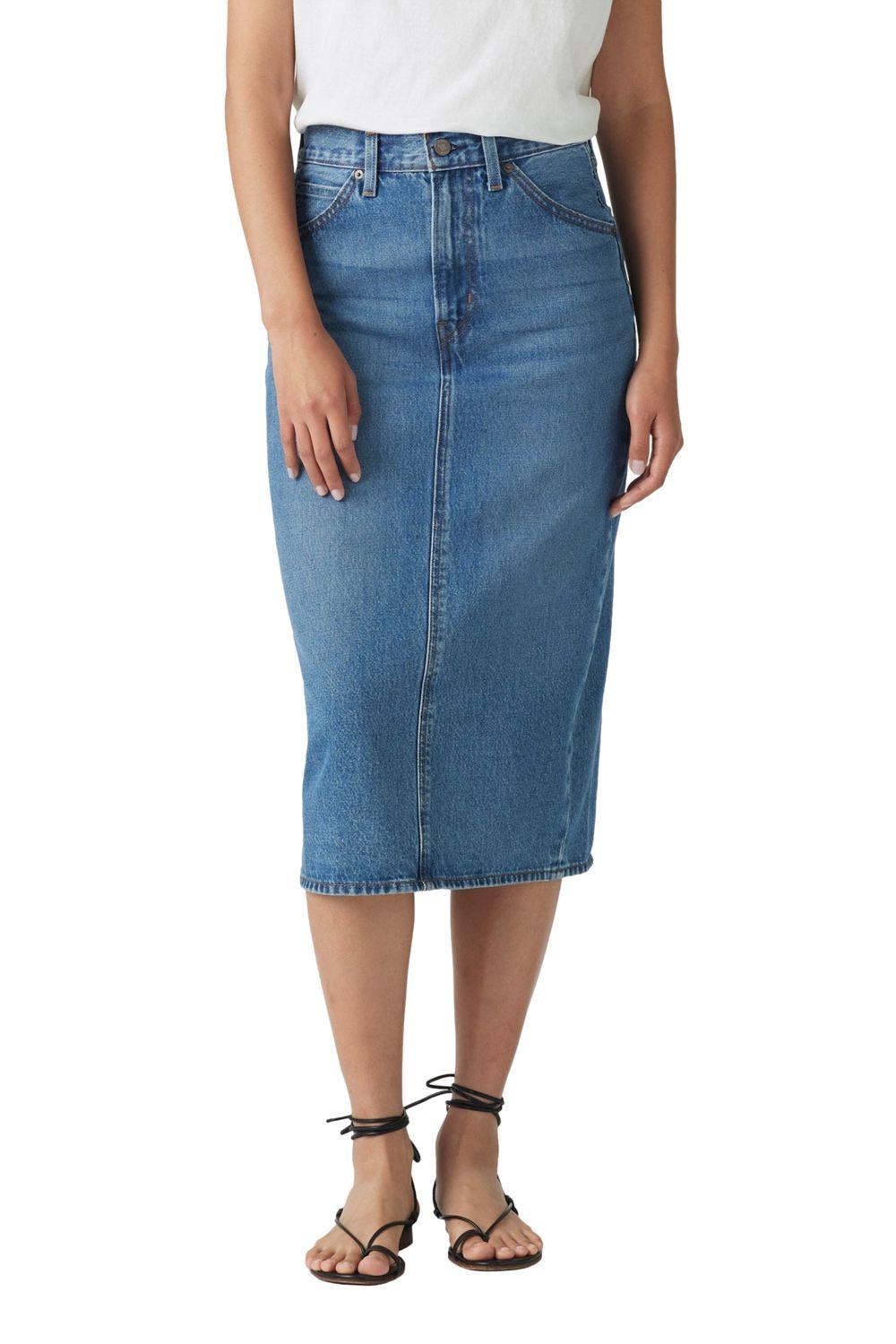 Falda Mujer Hr Back Slit Skirt Celeste Levis 001VH-0000-0