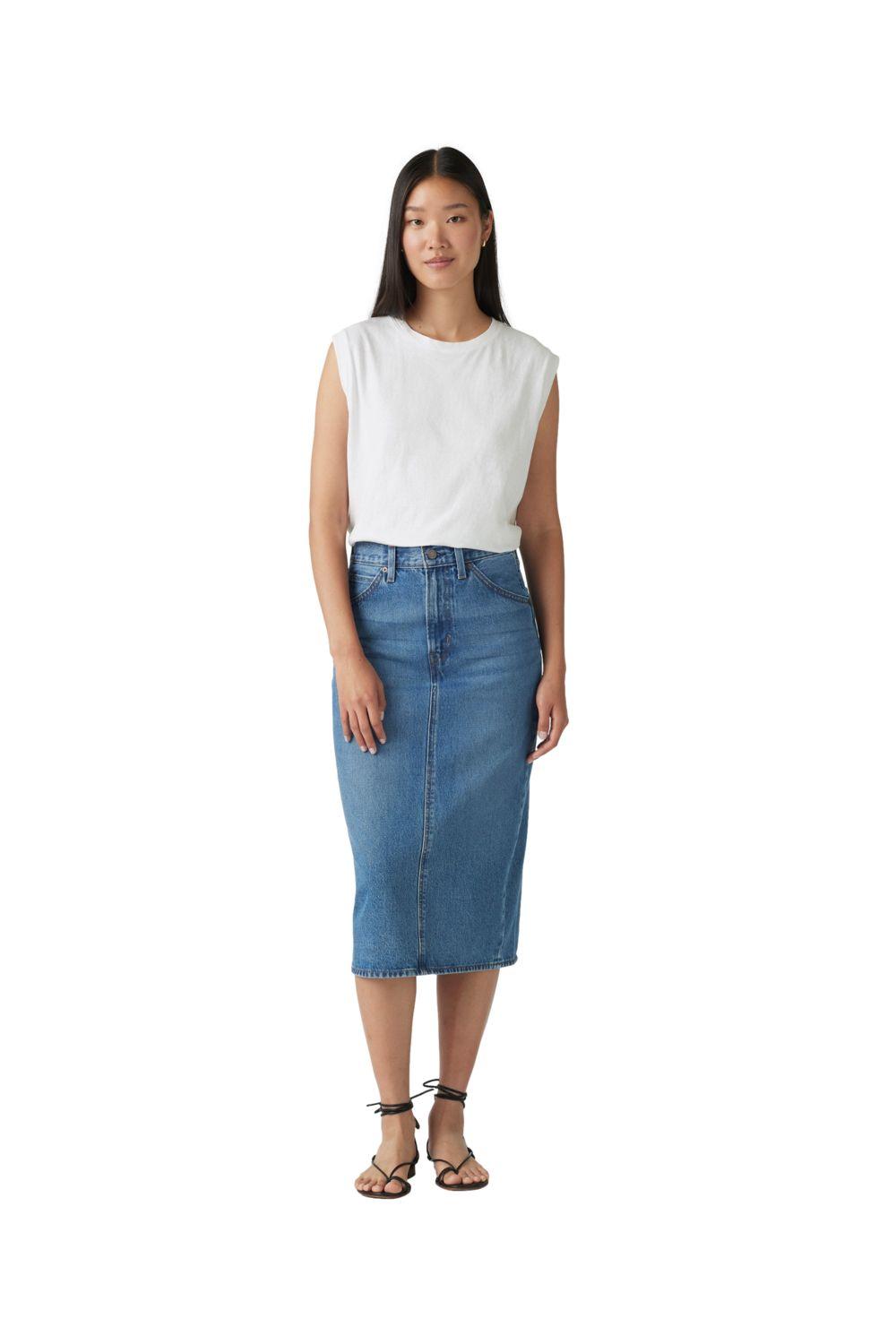 Falda Mujer Hr Back Slit Skirt Celeste Levis 001VH-0000-3