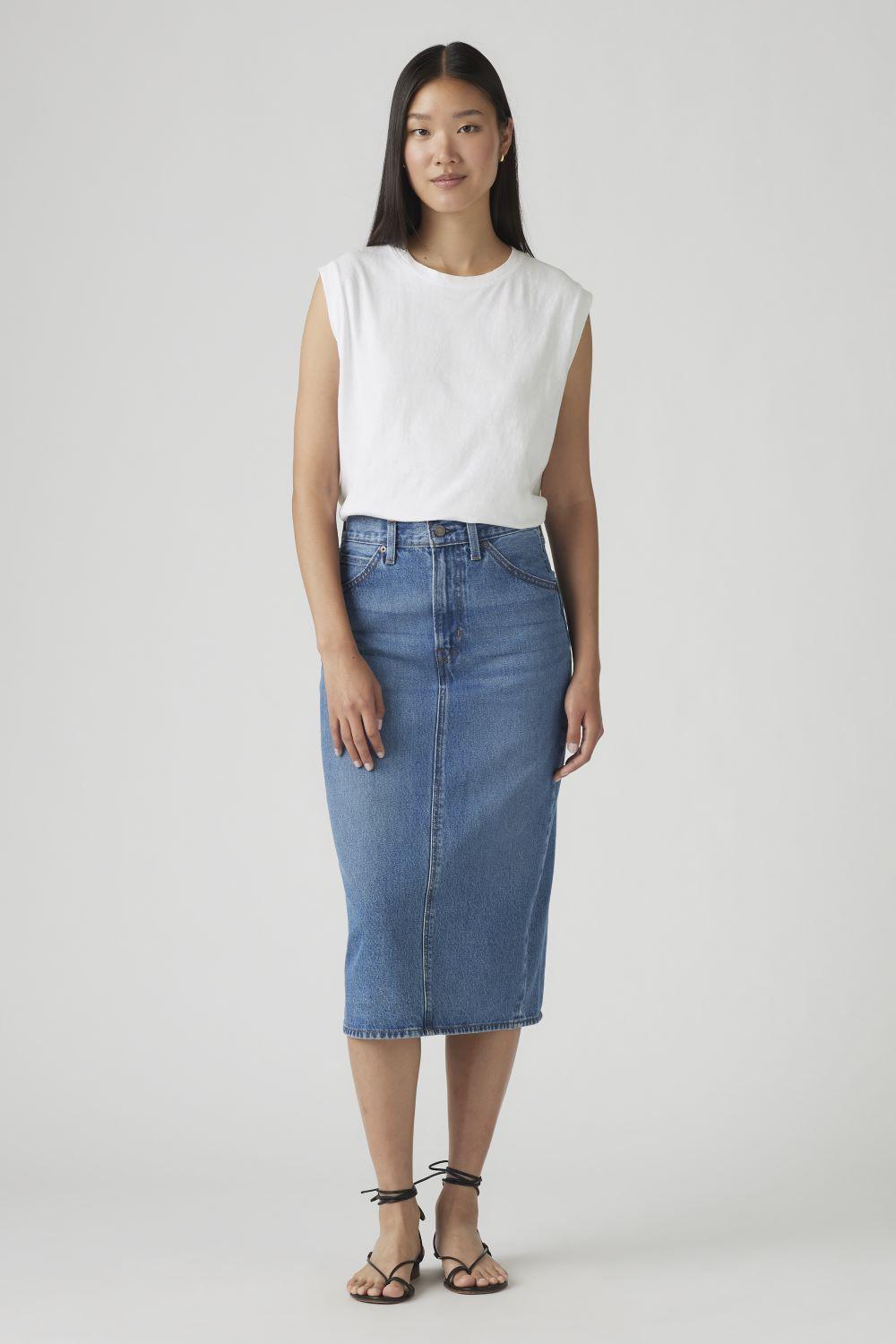 Falda Mujer Hr Back Slit Skirt Celeste Levis 001VH-0000-1