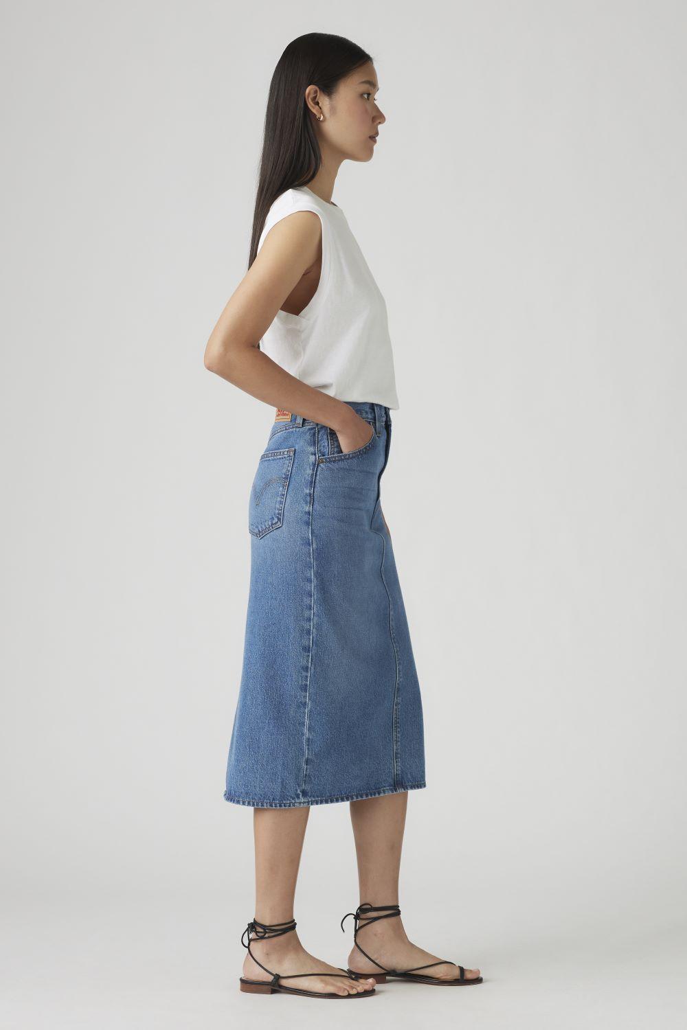 Falda Mujer Hr Back Slit Skirt Celeste Levis 001VH-0000-2