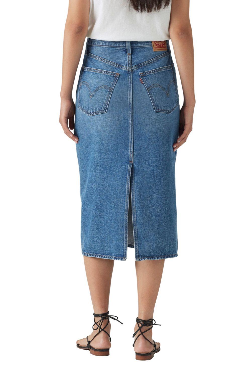 Falda Mujer Hr Back Slit Skirt Celeste Levis 001VH-0000-4