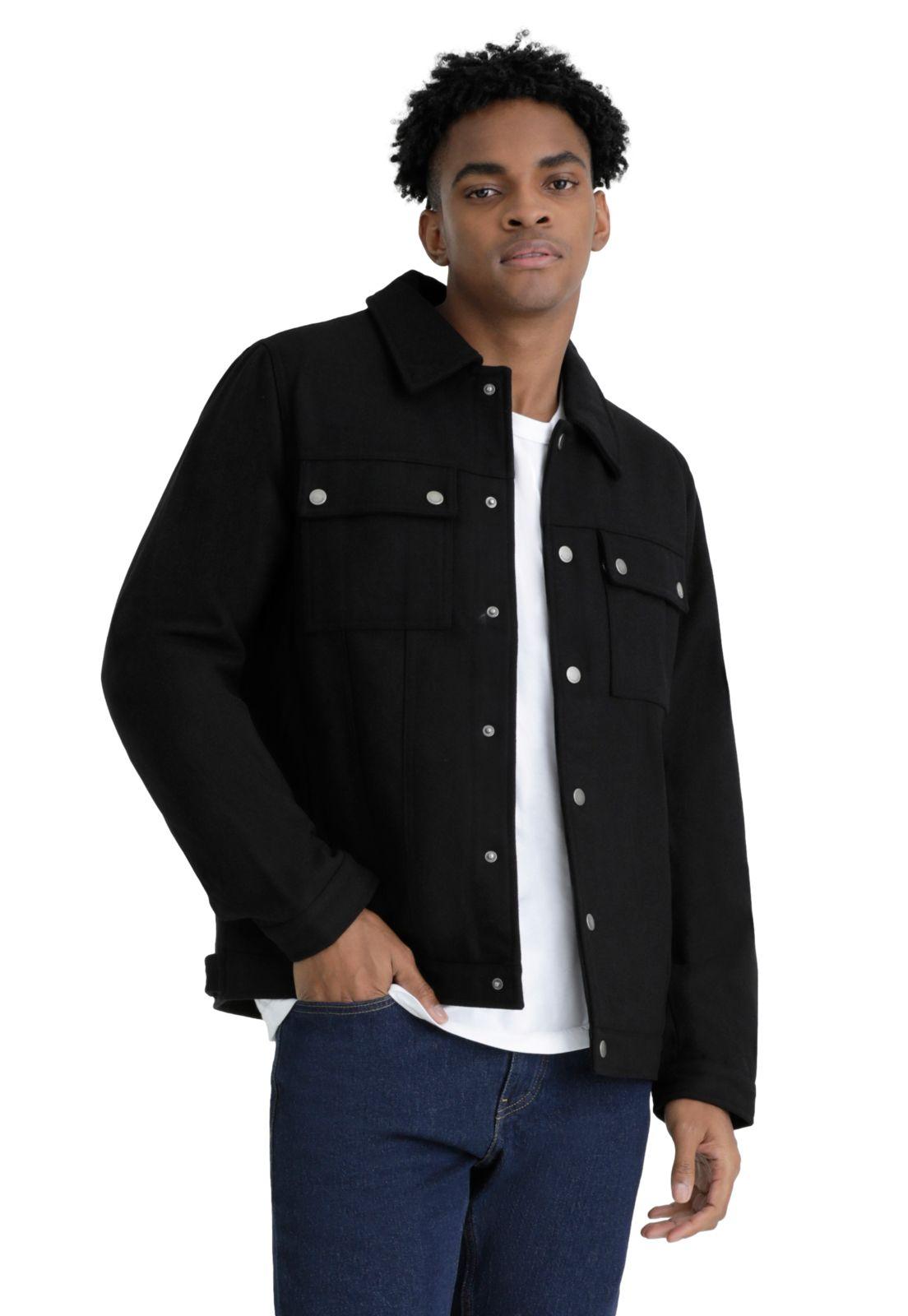 Chaqueta Hombre Wool Blend Regular Fit Negra-0
