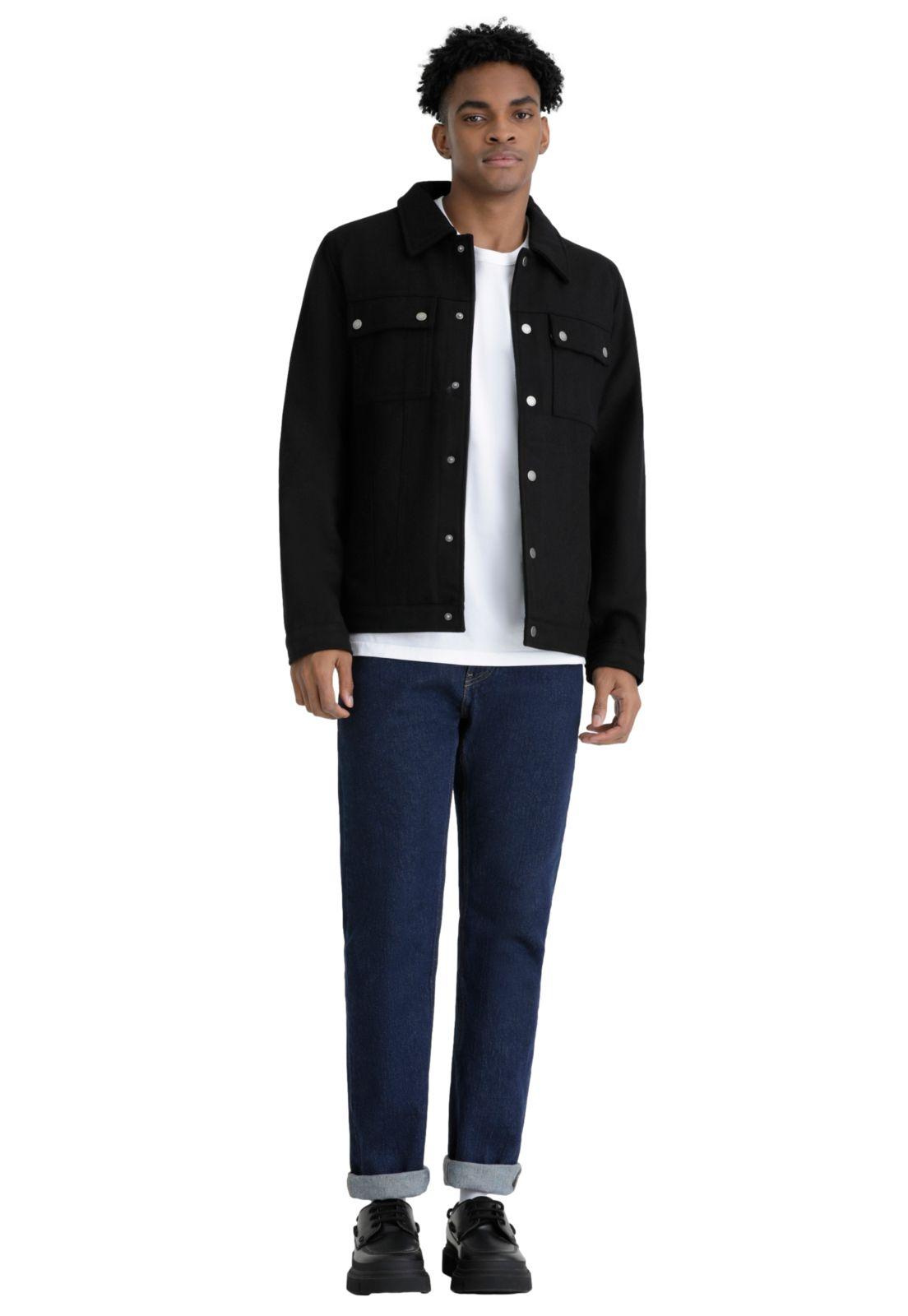 Chaqueta Hombre Wool Blend Regular Fit Negra-3