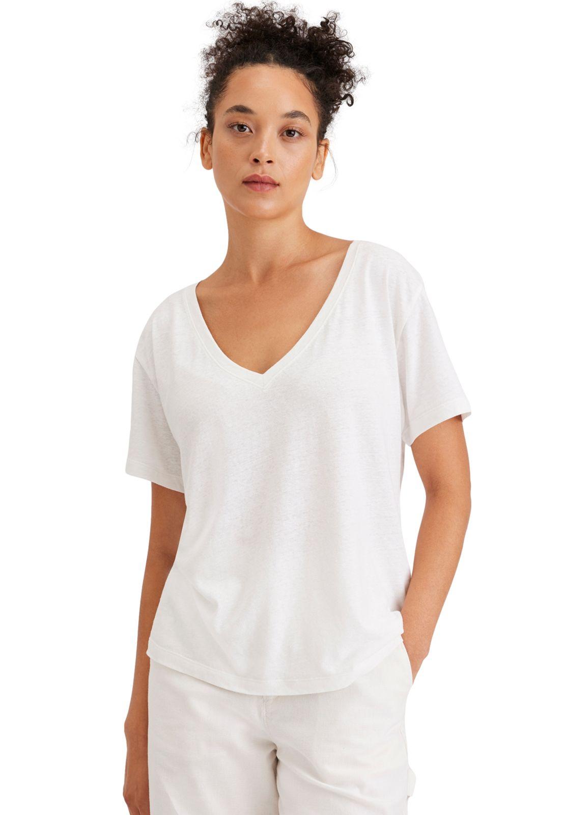 Polera Mujer Deep V-Neck Regular Fit Blanca A6961-0002-0