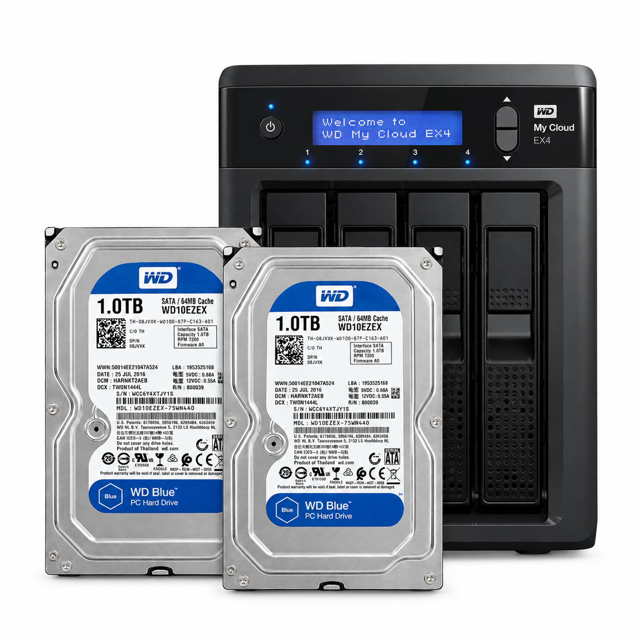 NAS WD MyCloud EX4 2 Discos 1TB 4 Bah as RAID-0