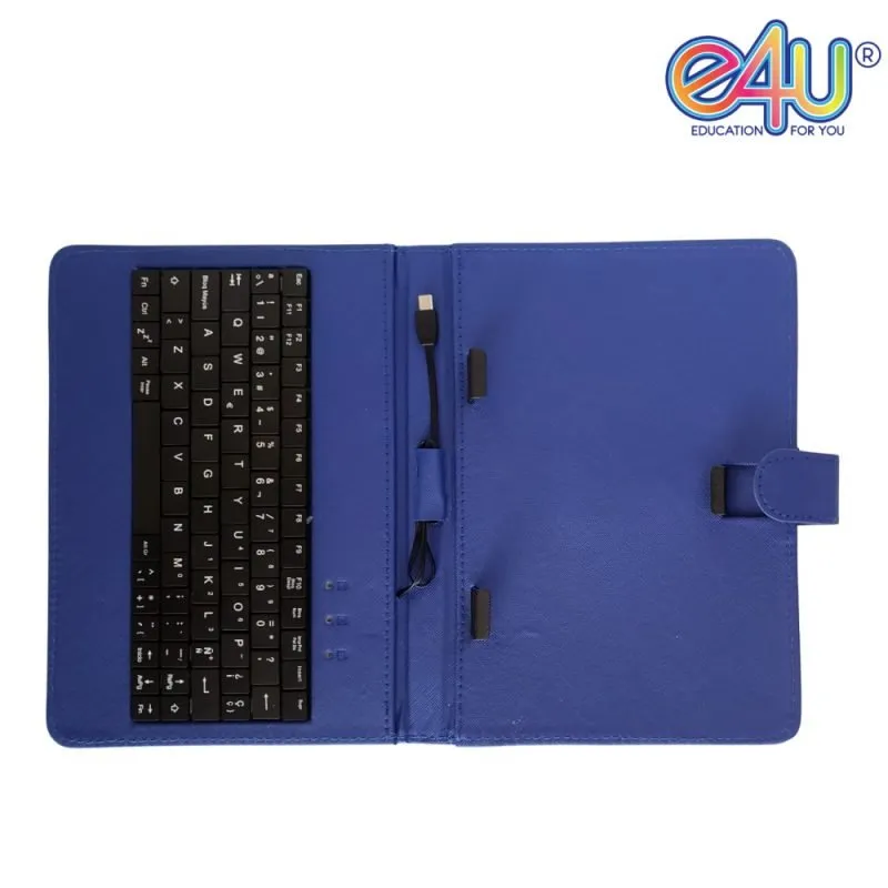 TECLADO USB CON SOPORTE AZUL E4U PARA TABLET-4