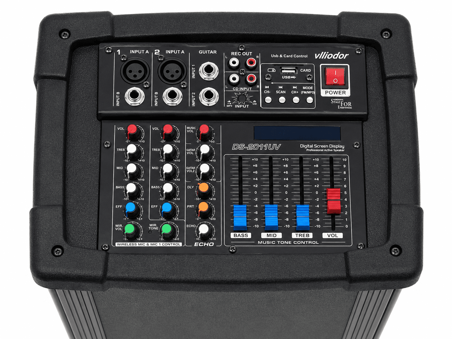 Parlante Activo Profesional Vlliodor DS 2011UV Doble Woofer 560W Micr fono Inal mbrico-1