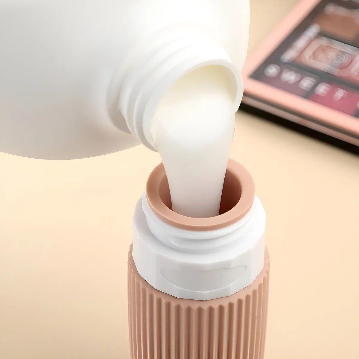 Botellas Crema Set 4 Para Viaje Silicona Con Estuche 90ml Crema-2