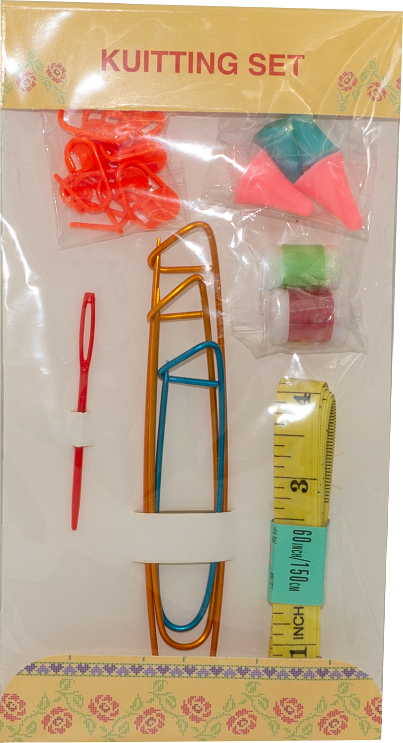 Kit para tejer 21 piezas: huincha, toma puntos y otros-0