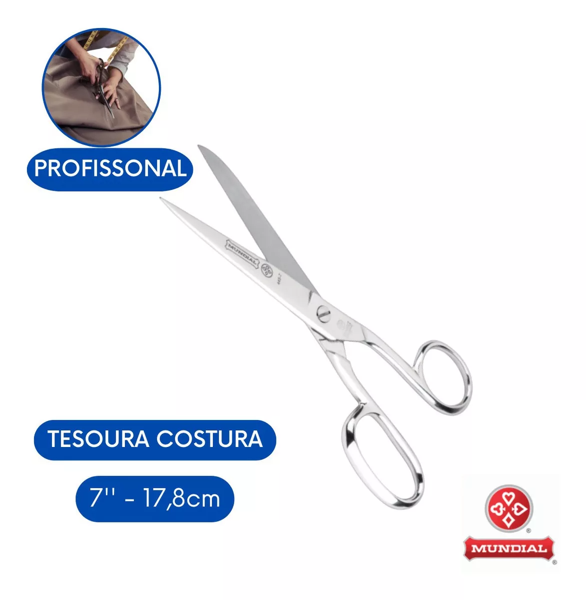 Tijera para costura Mundial metálica 445-7, 7'' (17,8cm)-1