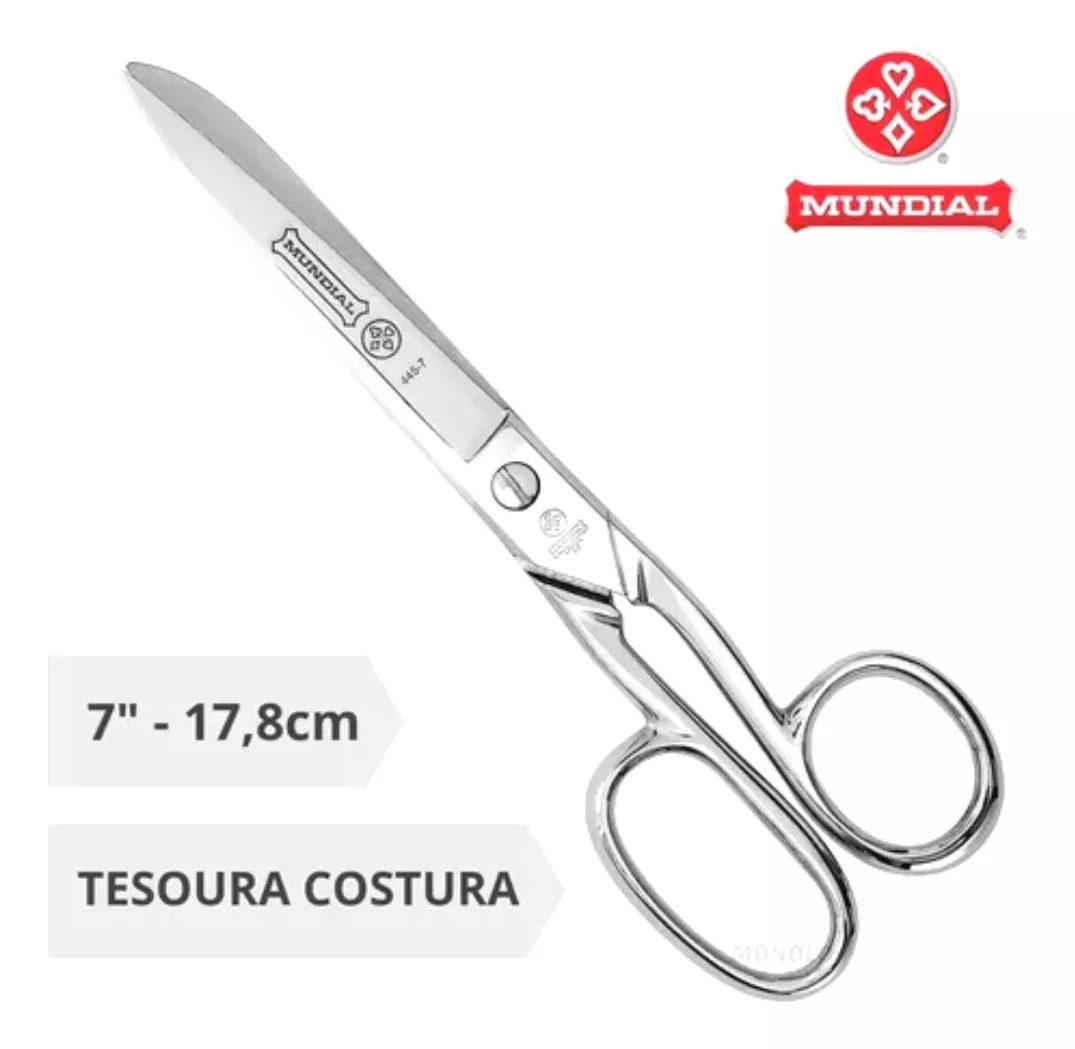 Tijera para costura Mundial metálica 445-7, 7'' (17,8cm)-2
