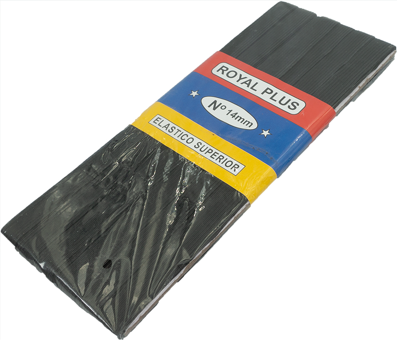 Elástico Negro N°8 (14mm) de ancho, pieza de 10 mts-0
