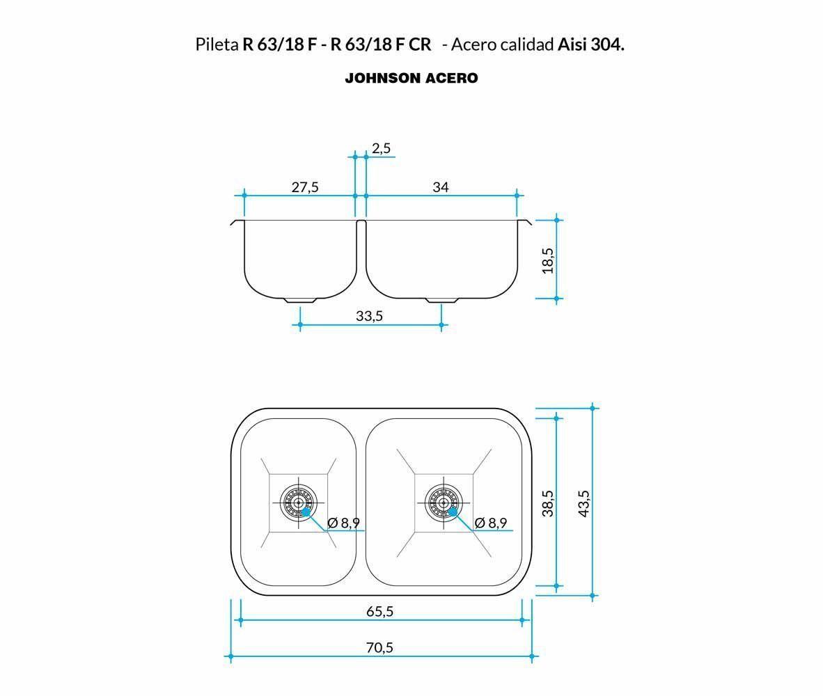 Lavaplatos doble R 63/18 FCR -4