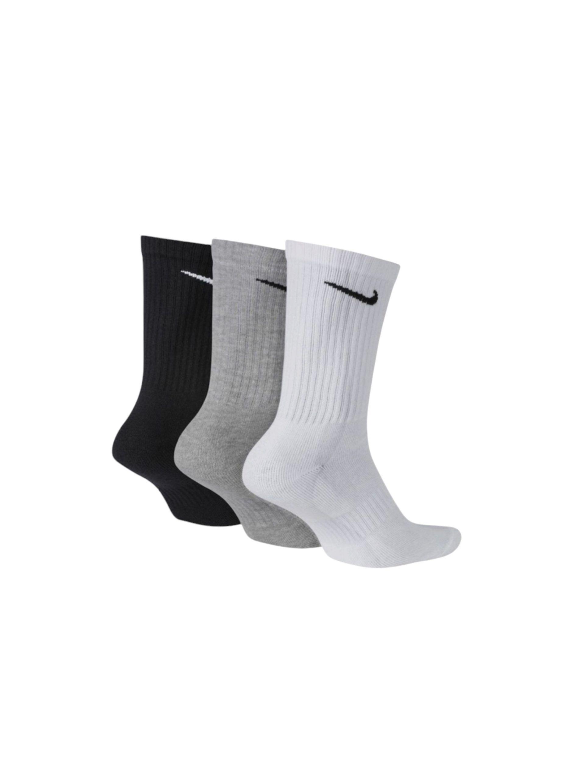 Tripack Calcetines Nike Everyday Cushioned Training Gris Blanco Negro-1