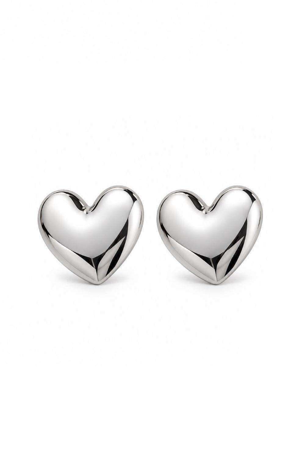Aros Pendientes Mujer Diseño Corazón color Plateado-0