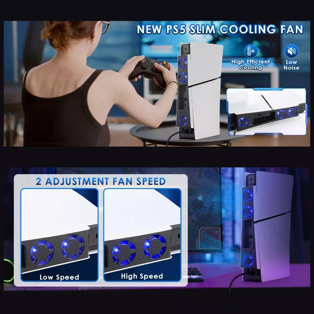 Ventilador Enfriador Para Consola Playstation Ps5 Slim Negro-4