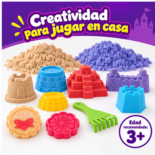 Magic Sand Castillo Arena Moldeable 400 g con Moldes 2 Colores 3-3