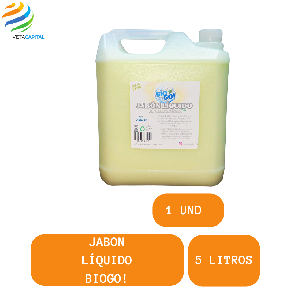Jabon Liquido Para Manos Neutro Glicerina Bio Go Vainilla 5 Litros Eco Unidad-1