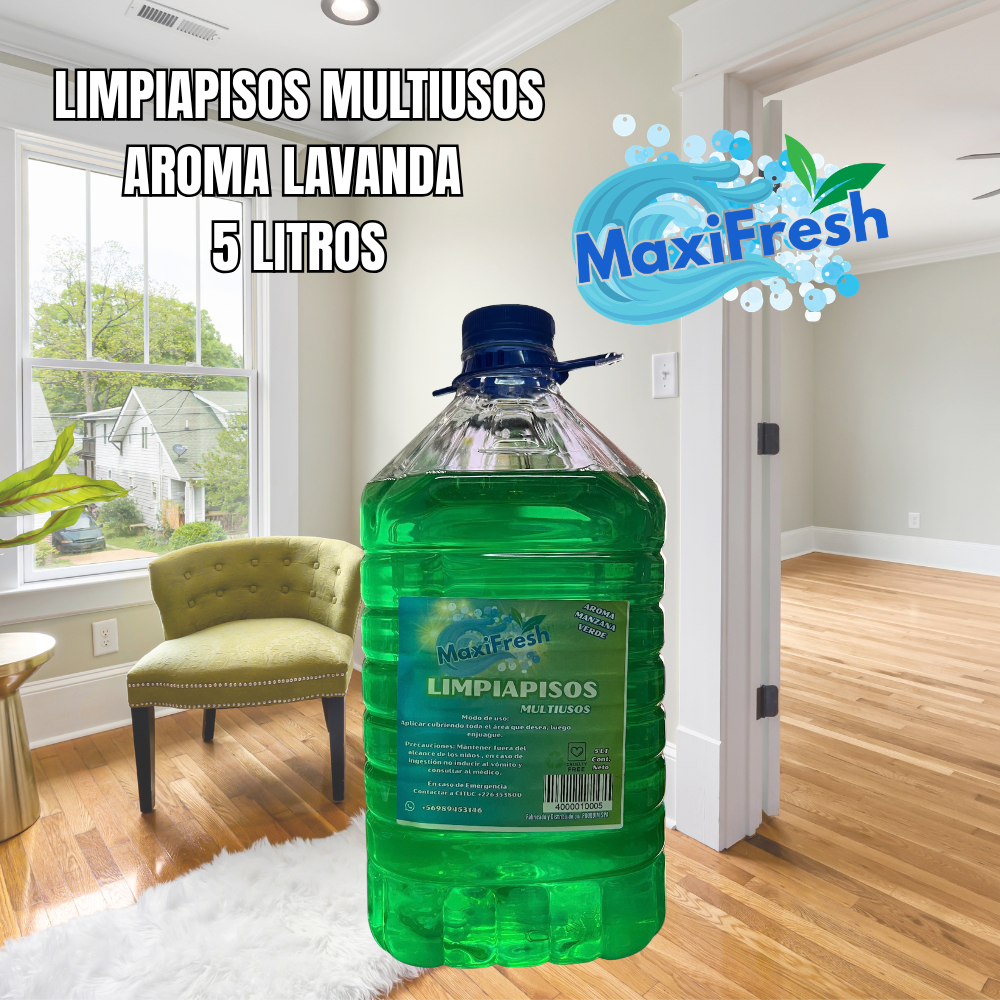 Limpiapiso Manzana Verde Maxifresh 5 Litros Eco PET Pack 3 Unidades-4