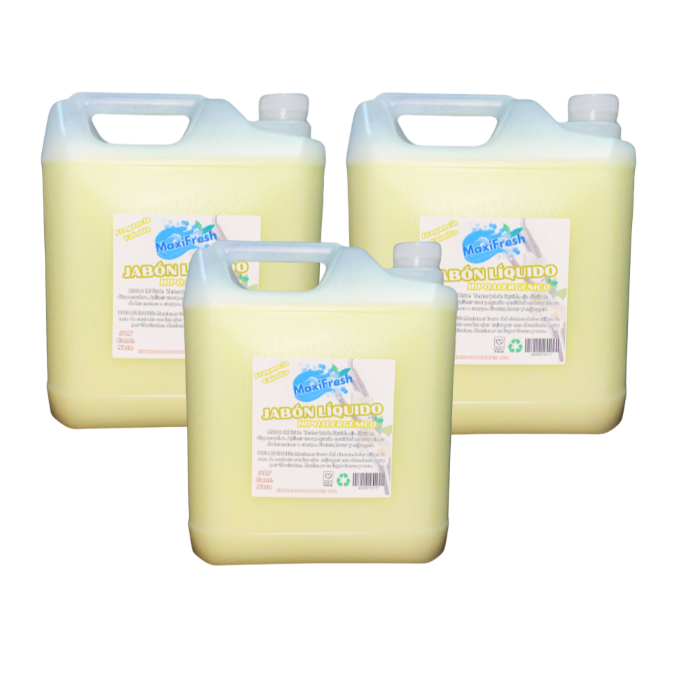 Jabon Liquido Maxifresh Hipoalergenico Con Glicerina 5 Litros 3 Unidades-0