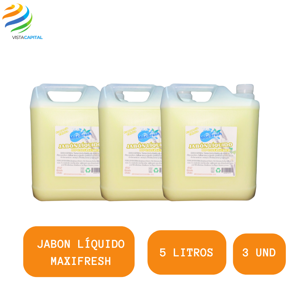 Jabon Liquido Maxifresh Hipoalergenico Con Glicerina 5 Litros 3 Unidades-2