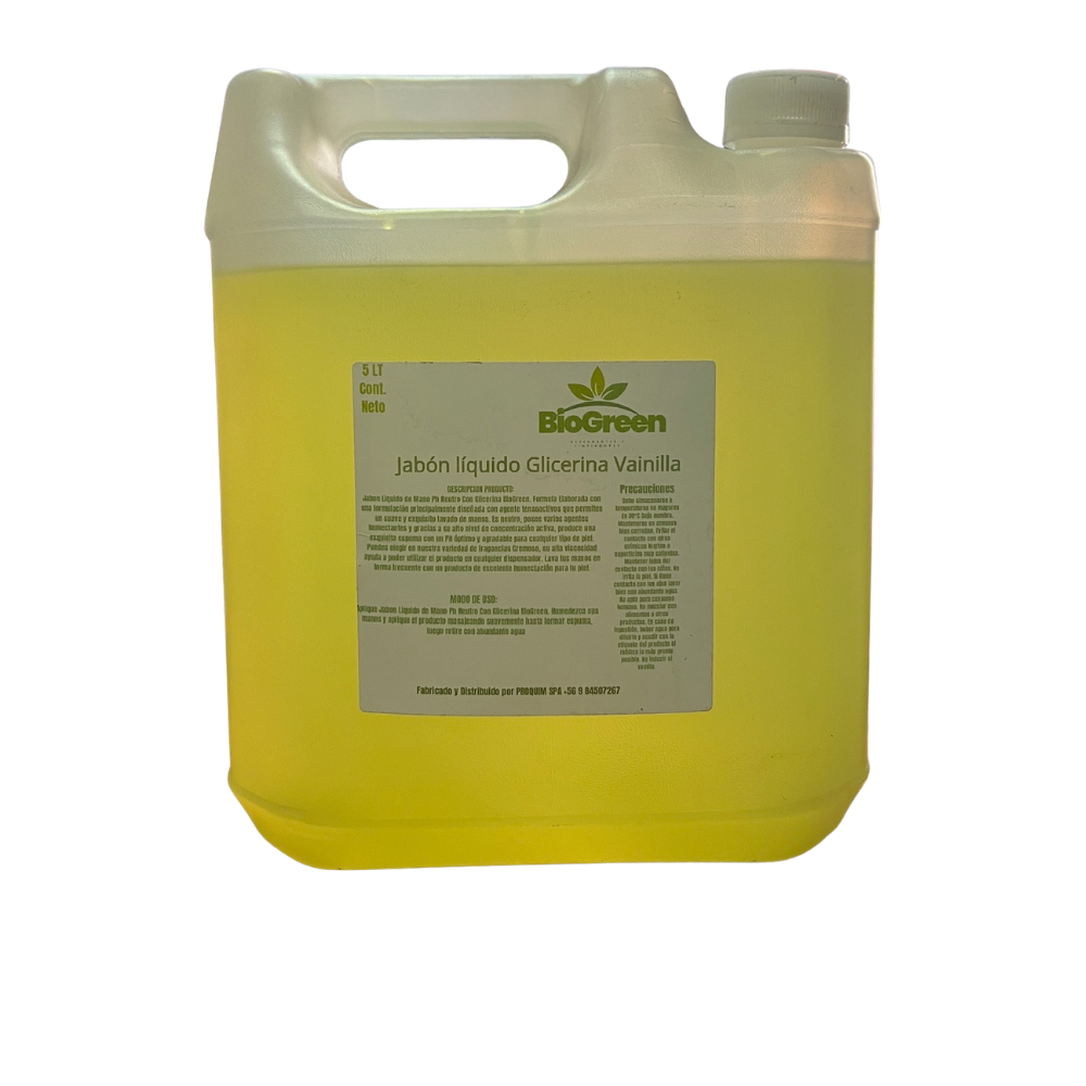 Jabon Liquido Para Manos Neutro Glicerina BioGreen Vainilla 5 Litros 2 Unidades-2