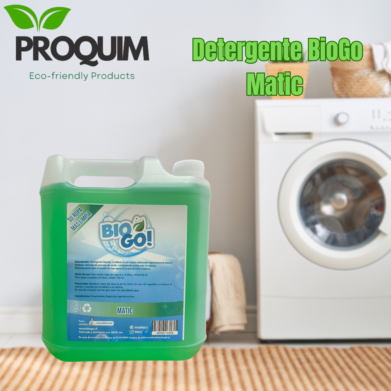 Detergente Liquido BioGo Matic 5 Litros Biodegrabable Unidad-2