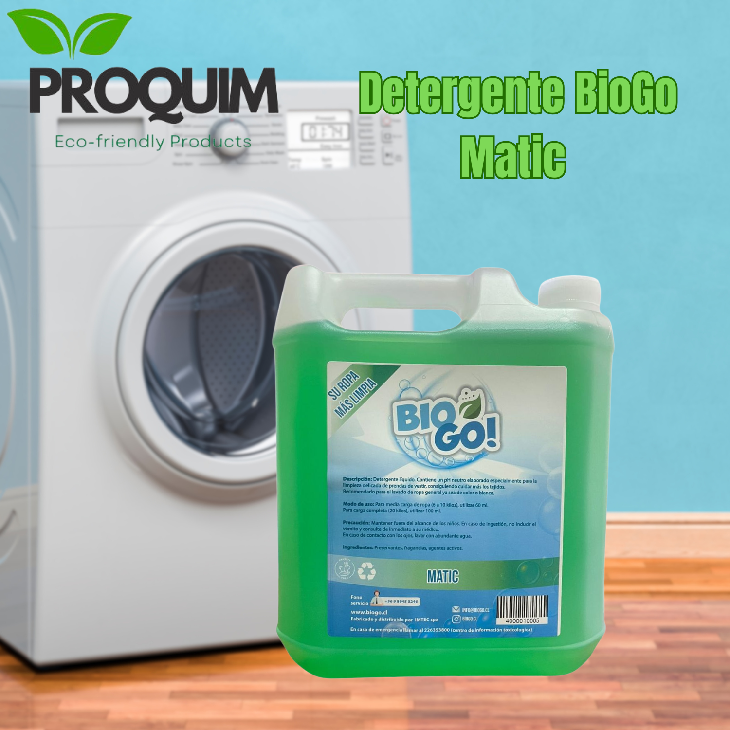 Detergente Liquido BioGo Matic 5 Litros Biodegrabable Unidad-3
