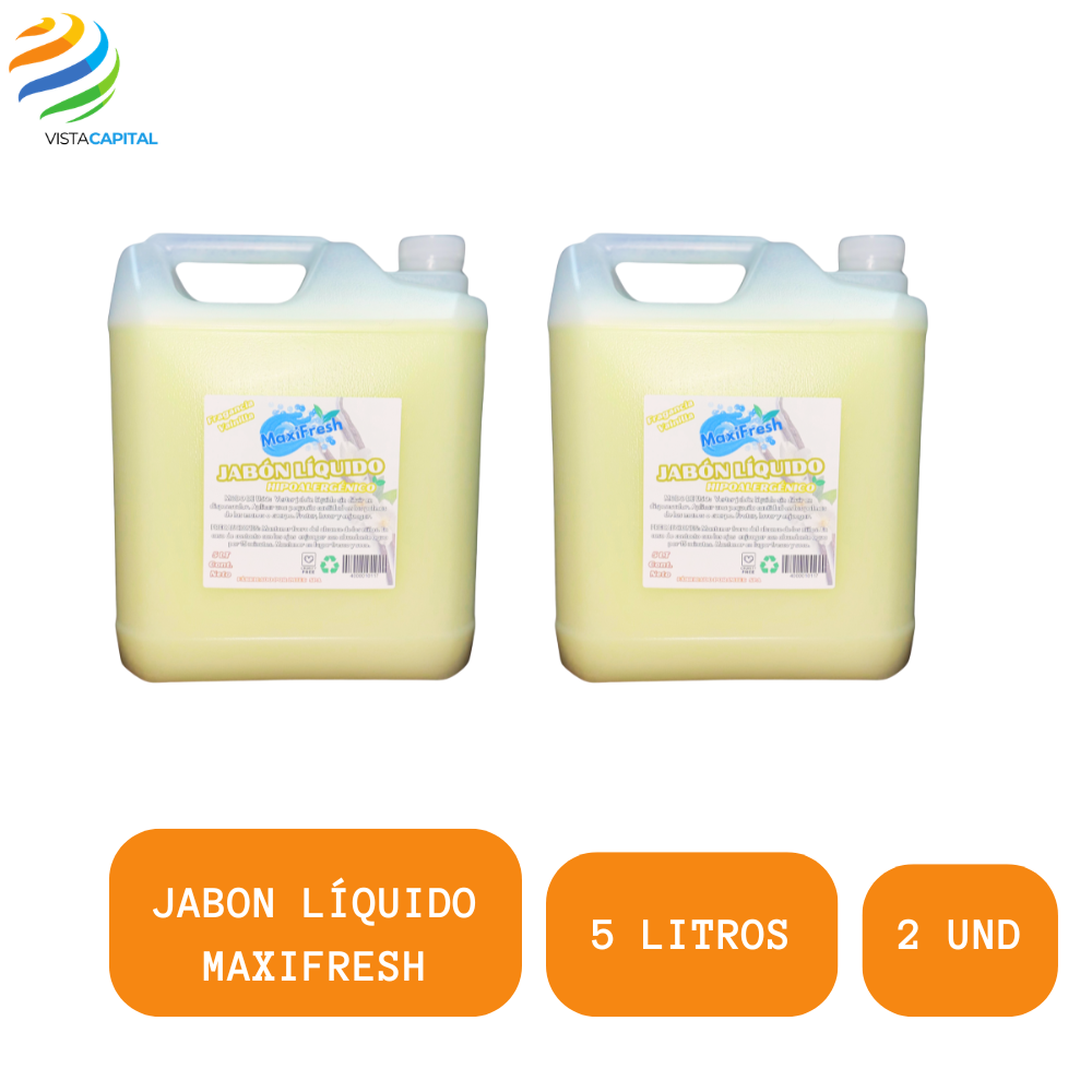 Jabon Liquido Maxifresh Hipoalergenico Con Glicerina 5 Litros 2 Unidades-2
