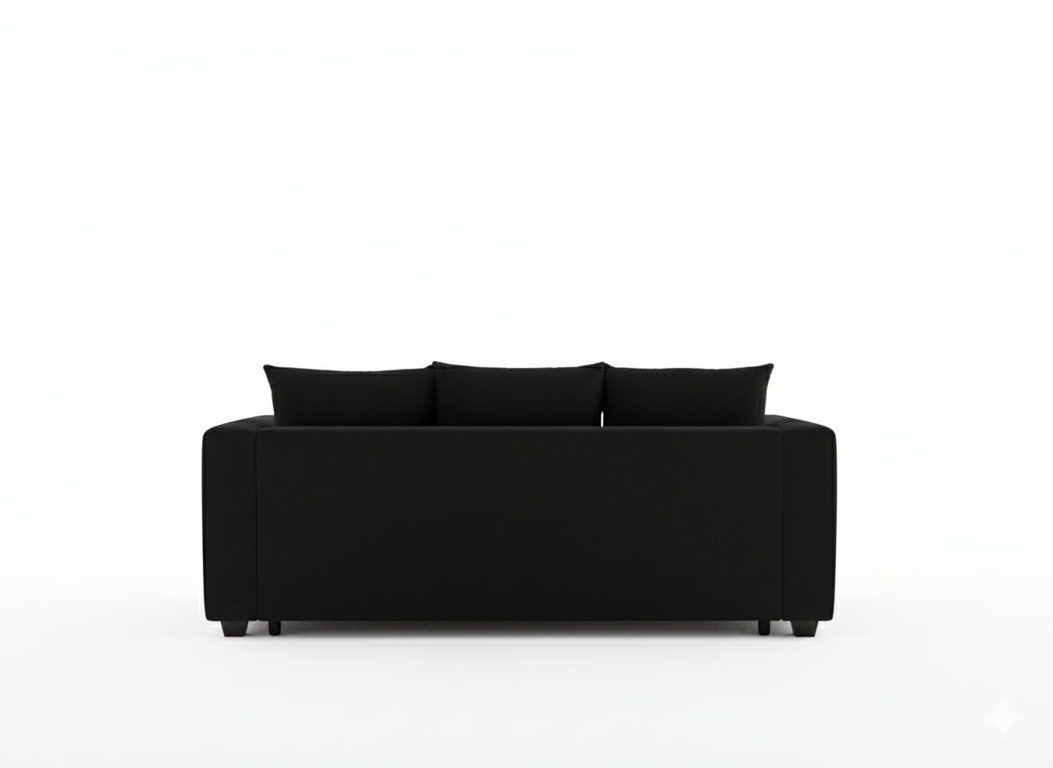 Sofa prince 3 cuerpos felpa negro-2