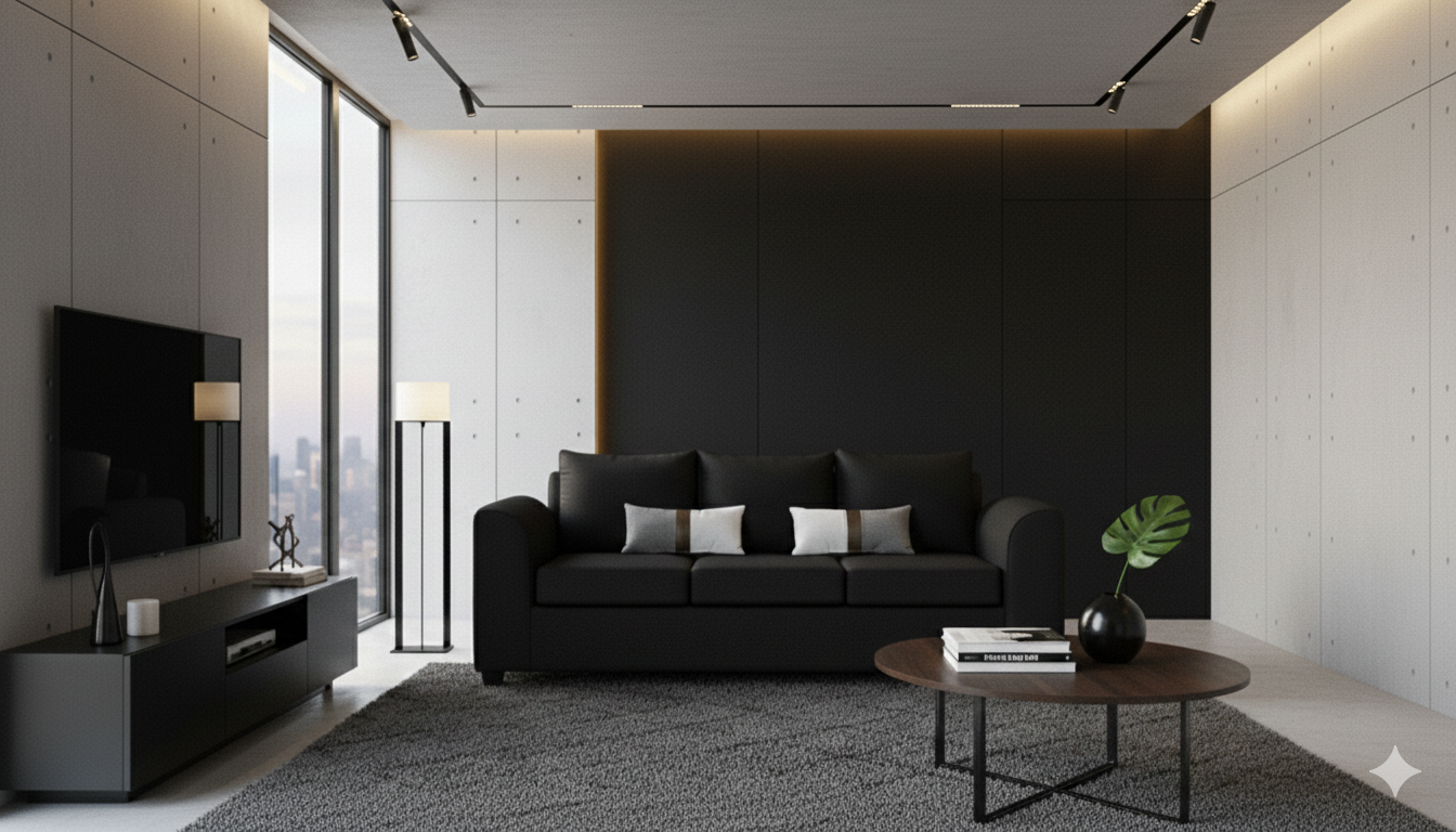 sofa  3 cuerpos negro fancy hogar-3