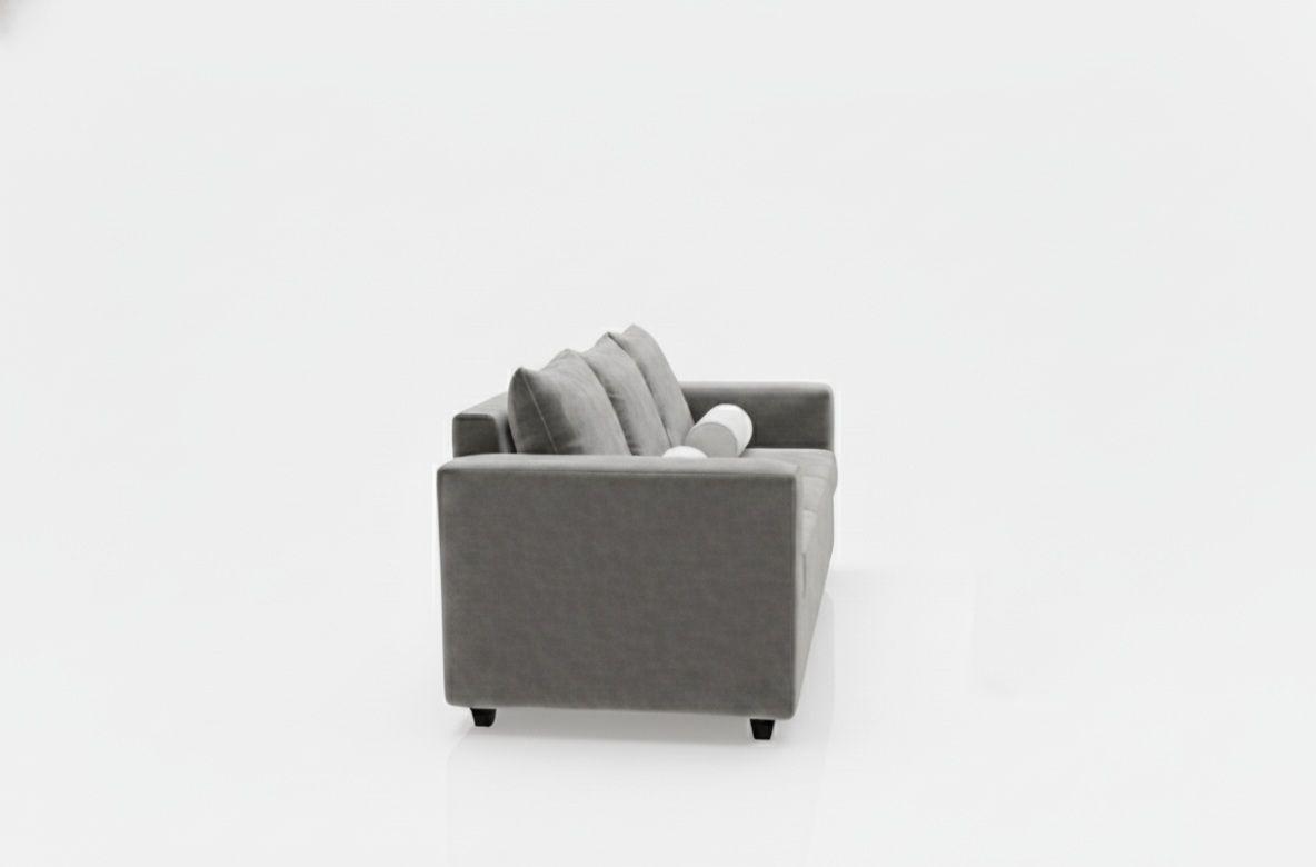 Sofa prince 3 cuerpos 2 pouf felpa GRIS-2