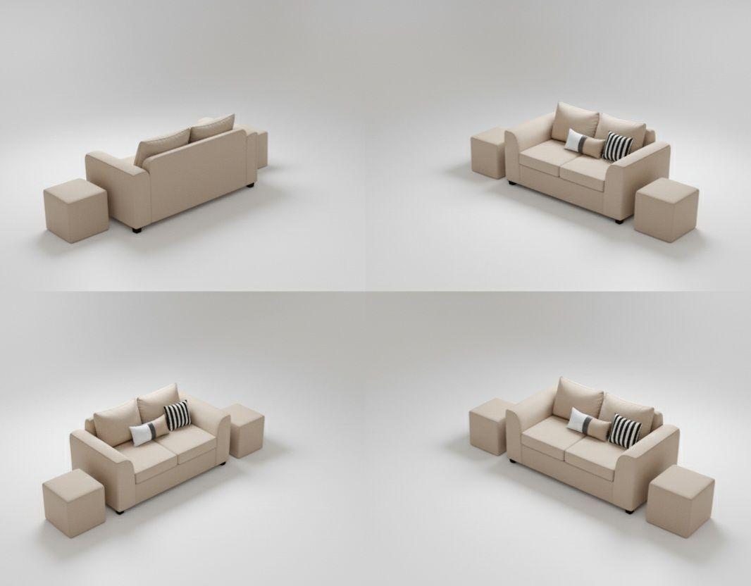Sofa  2 cuerpos 2 pouf BEIGE-1