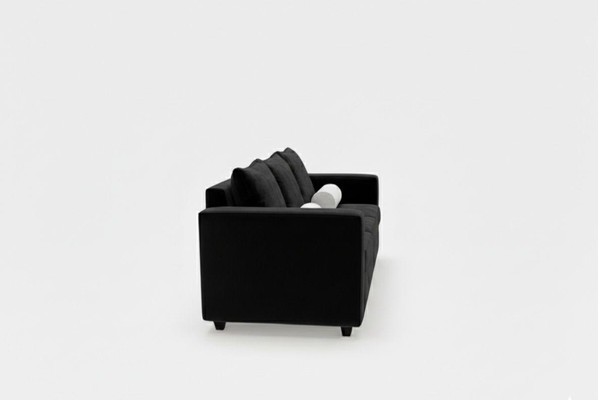 Sofa prince 3 cuerpos 2 pouf felpa NEGRO-3