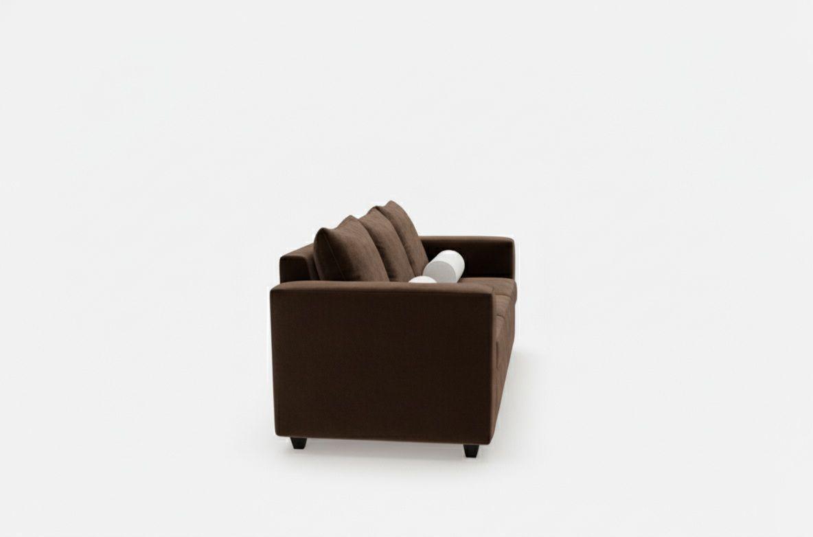 Sofa prince 3 cuerpos 2 pouf felpa chocolate-1