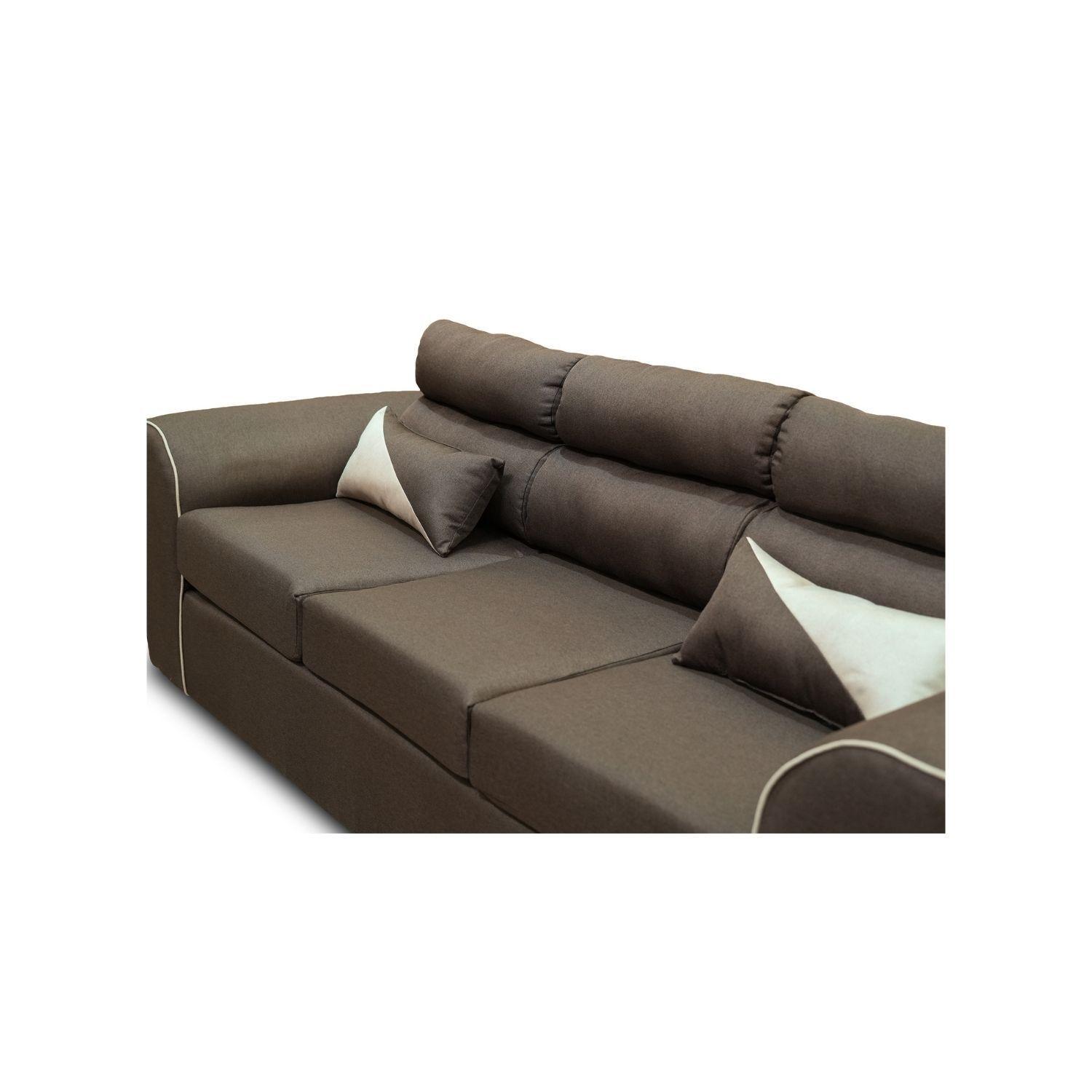 Sofa Living 3 Cuerpos 2 Pouf Fancy Hogar Tela Choco-4