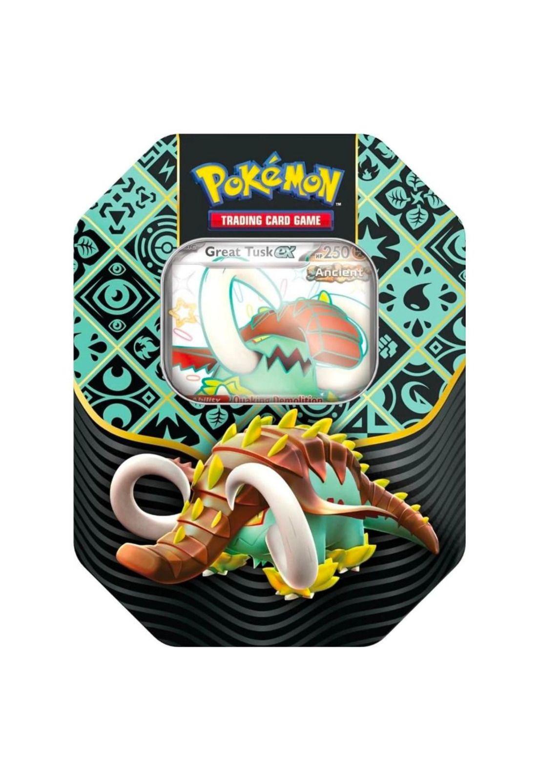 Pokémon Paldean Fates Tin Español Great Tusk Ex-0