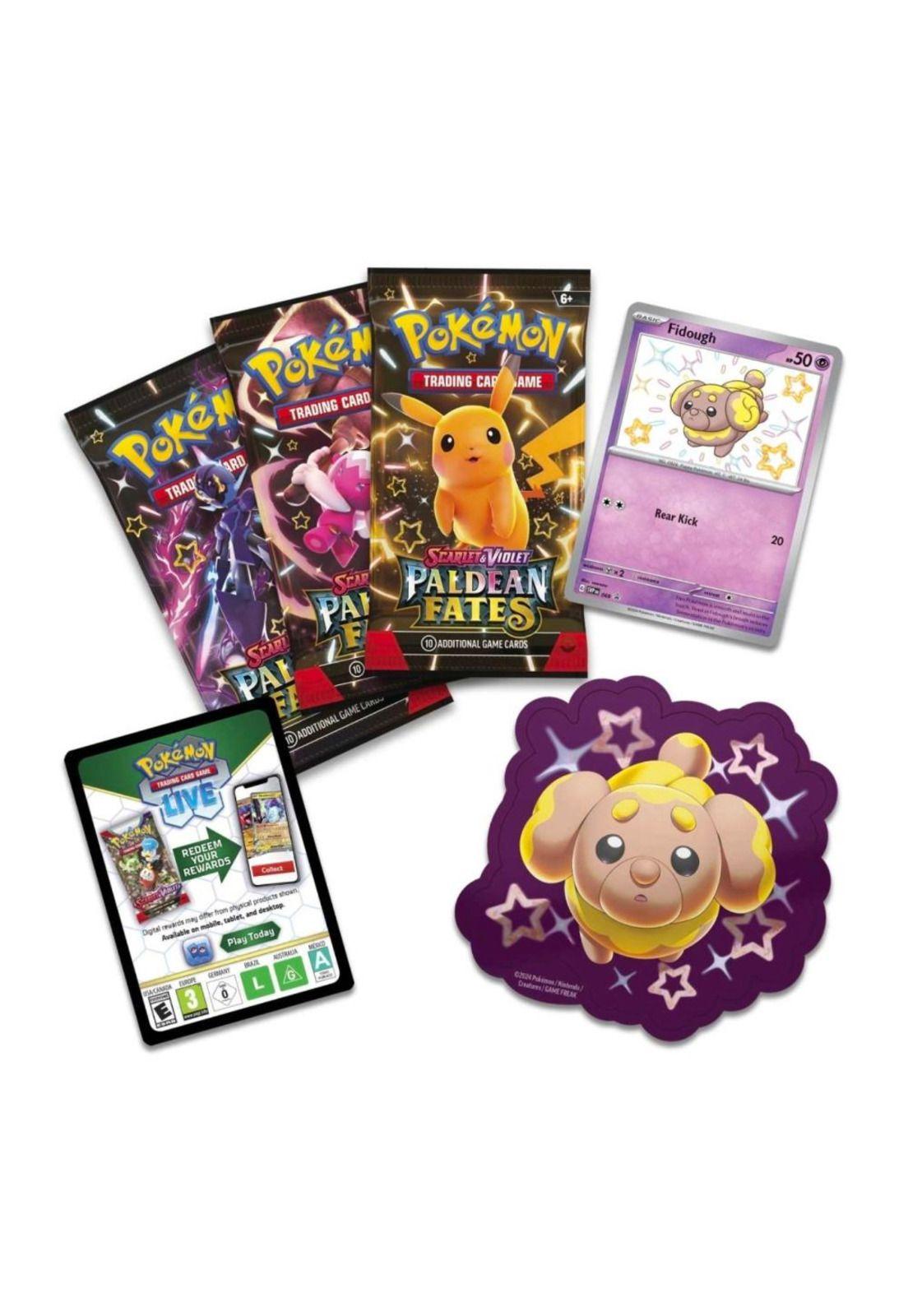 Pokémon Paldean Fates Tech Sticker Box Fidough Español-1