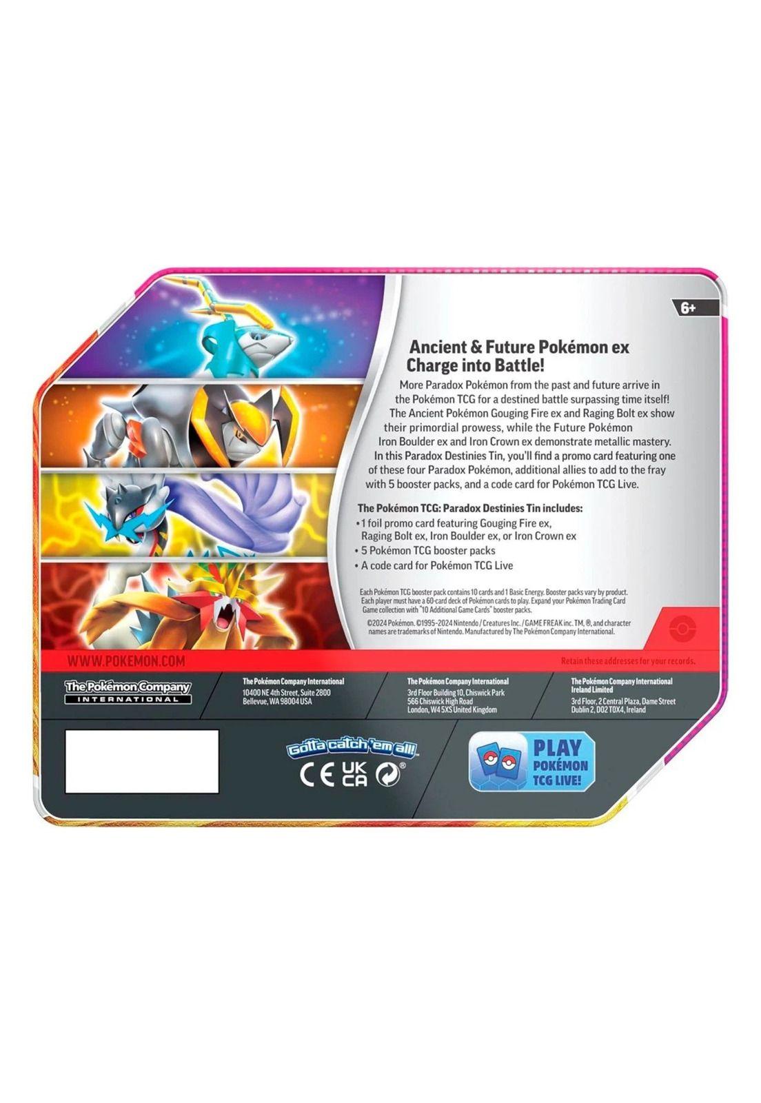 Pokémon Paradox Destinies Tin Raging Bolt Ex Inglés-1