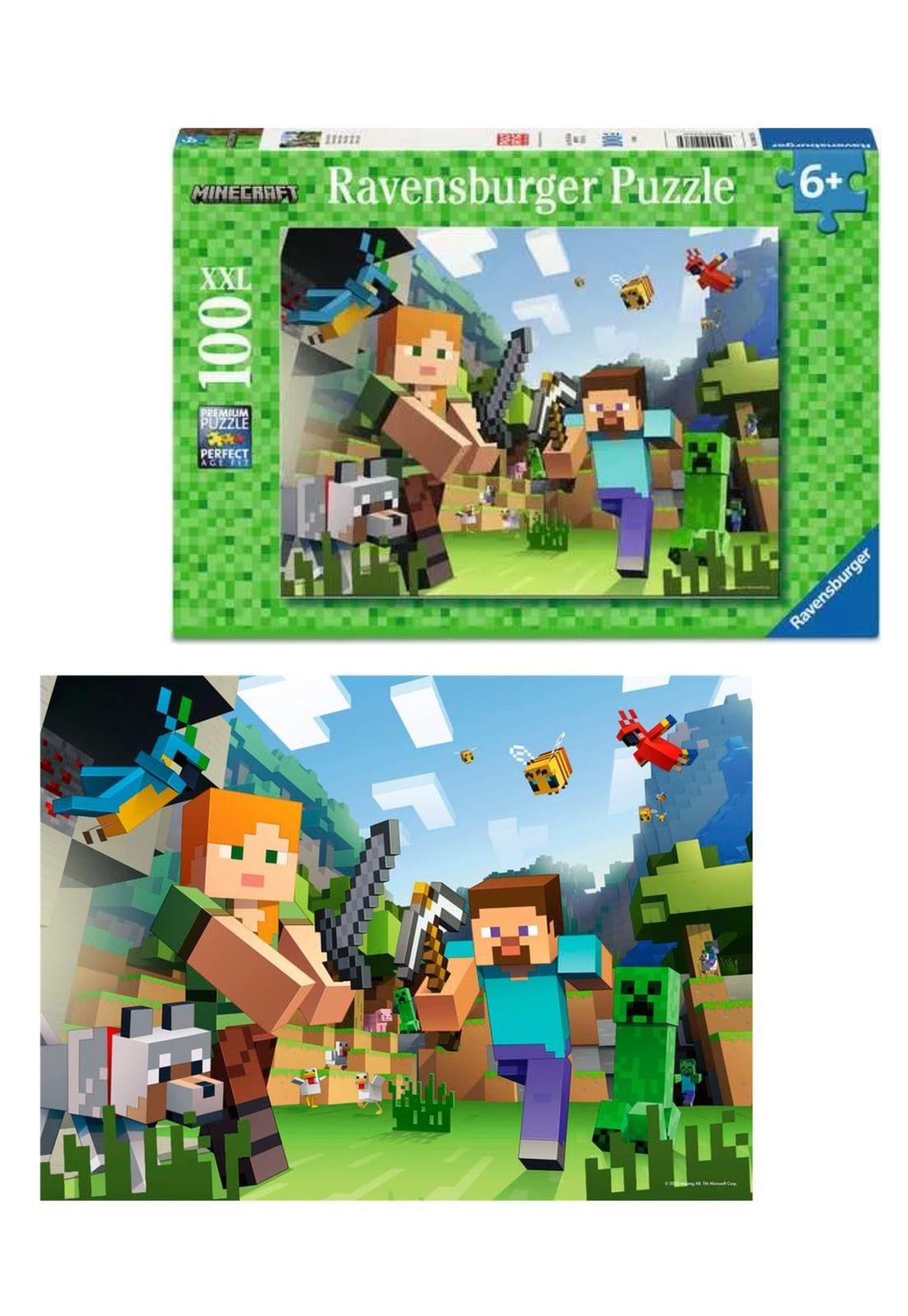 Puzzle Rompecabezas Ravensburger Minecraft 100 piezas XXL - Steve y Alex-2