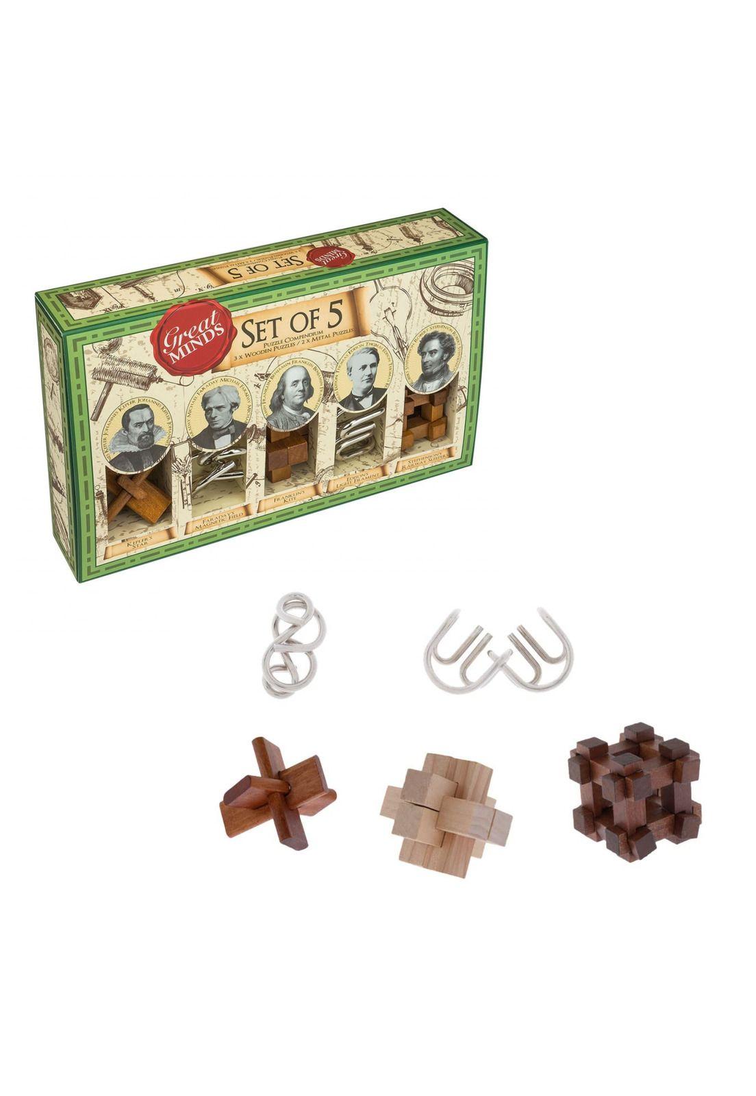 Set de 5 Puzzles Hombres - Great Minds Compendium Madera y Metal-2
