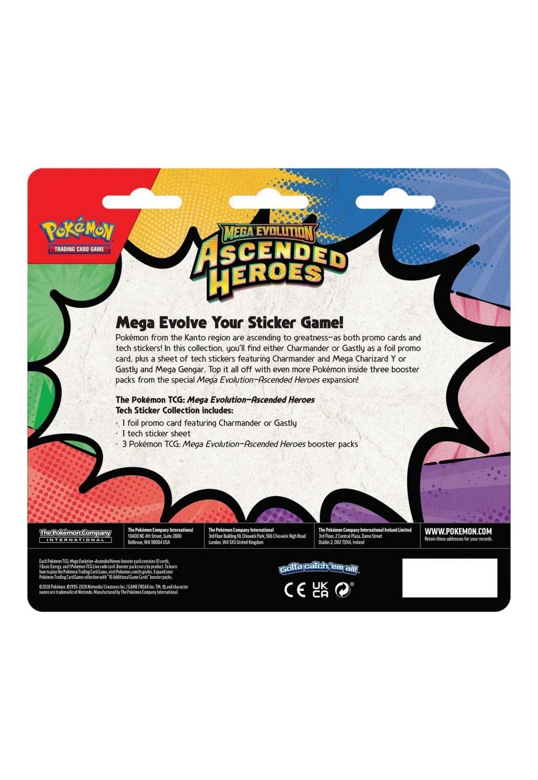 Pokémon Mega Evolution Ascended Heroes Gastly Tech Sticker Blister Español-2