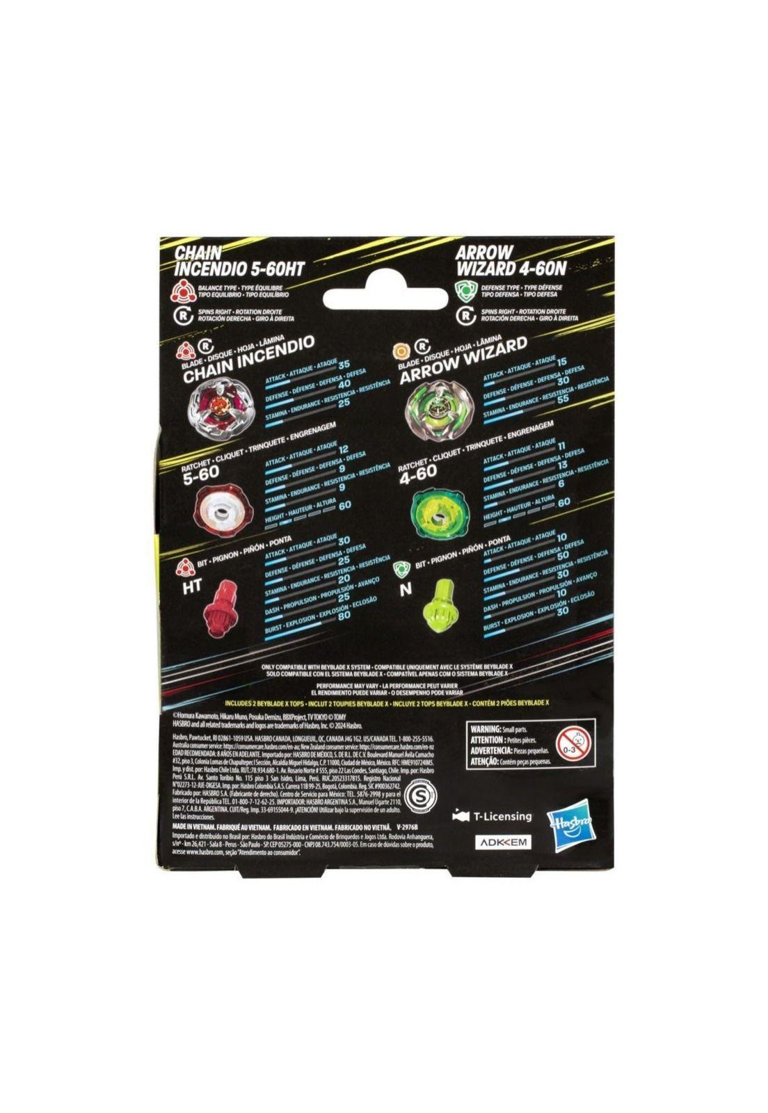 Beyblade X Duo Chain Incendio y Arrow Wizard-1