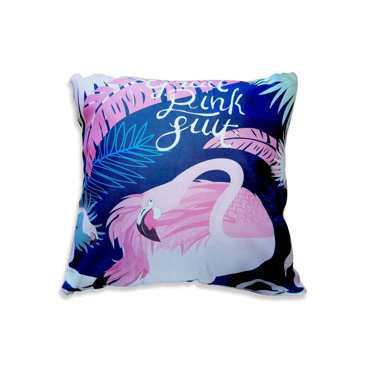 Pack 2 Cojines Con Relleno Diseño Flamenco Rosado-0