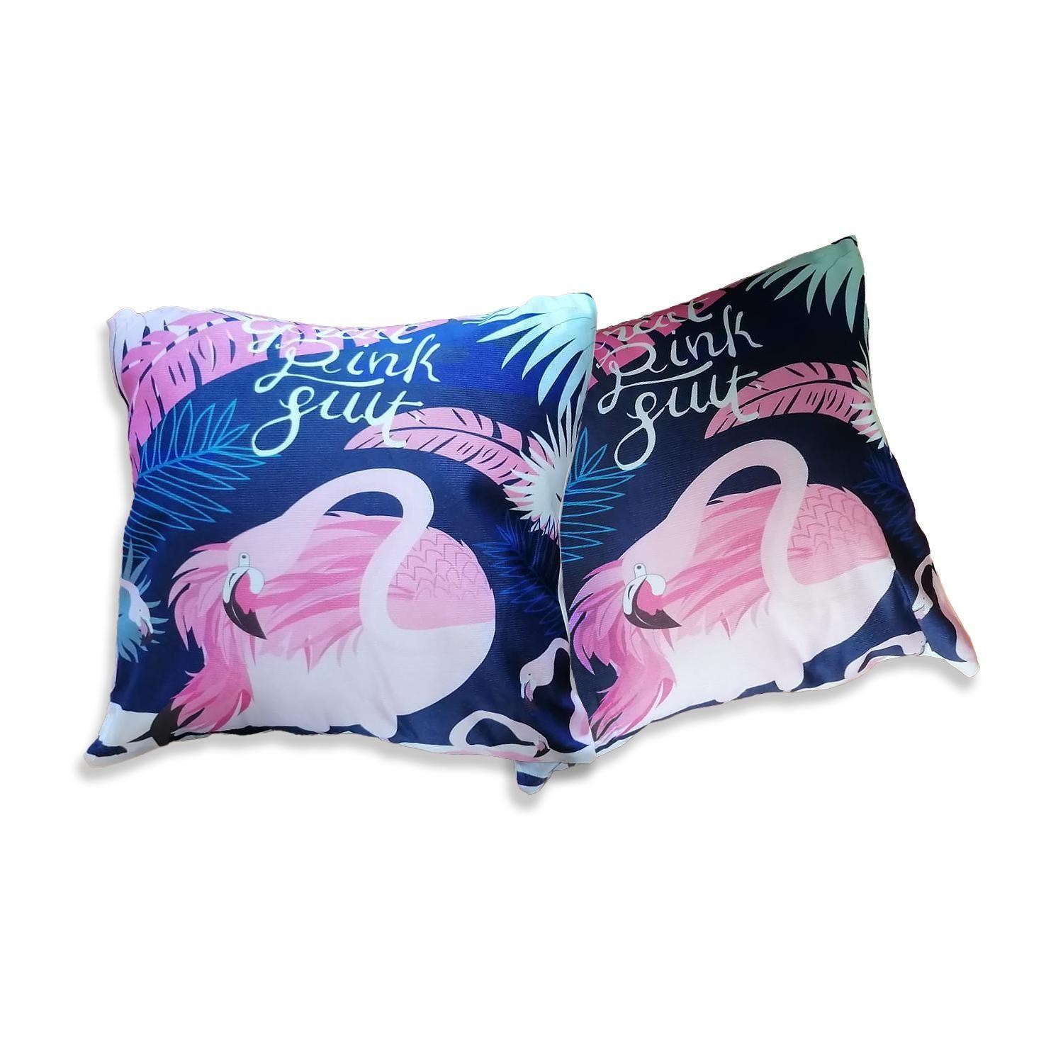 Pack 2 Cojines Con Relleno Diseño Flamenco Rosado-1