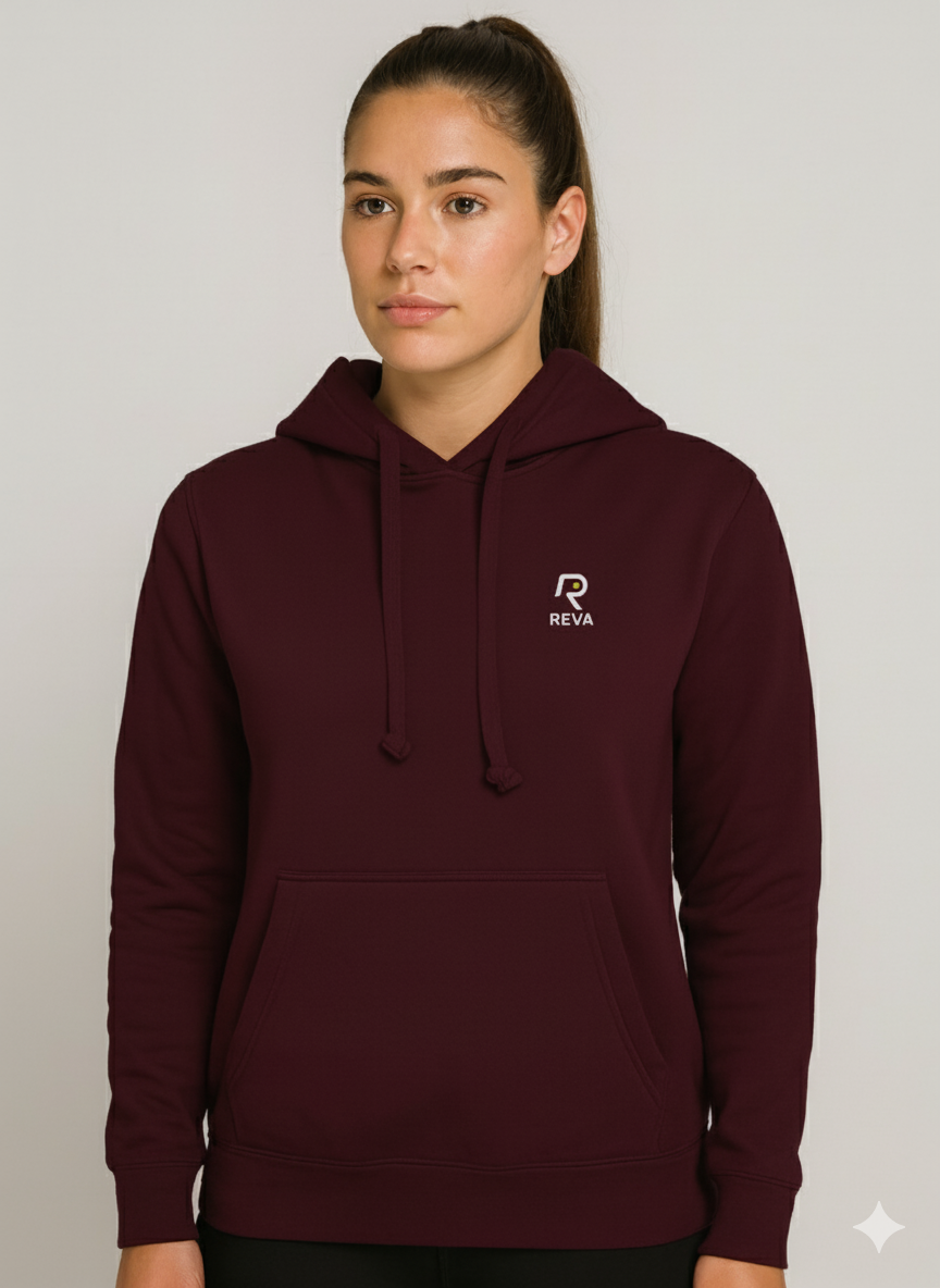 Polerón Deportivo con Capucha Mujer REVA Burdeo-0