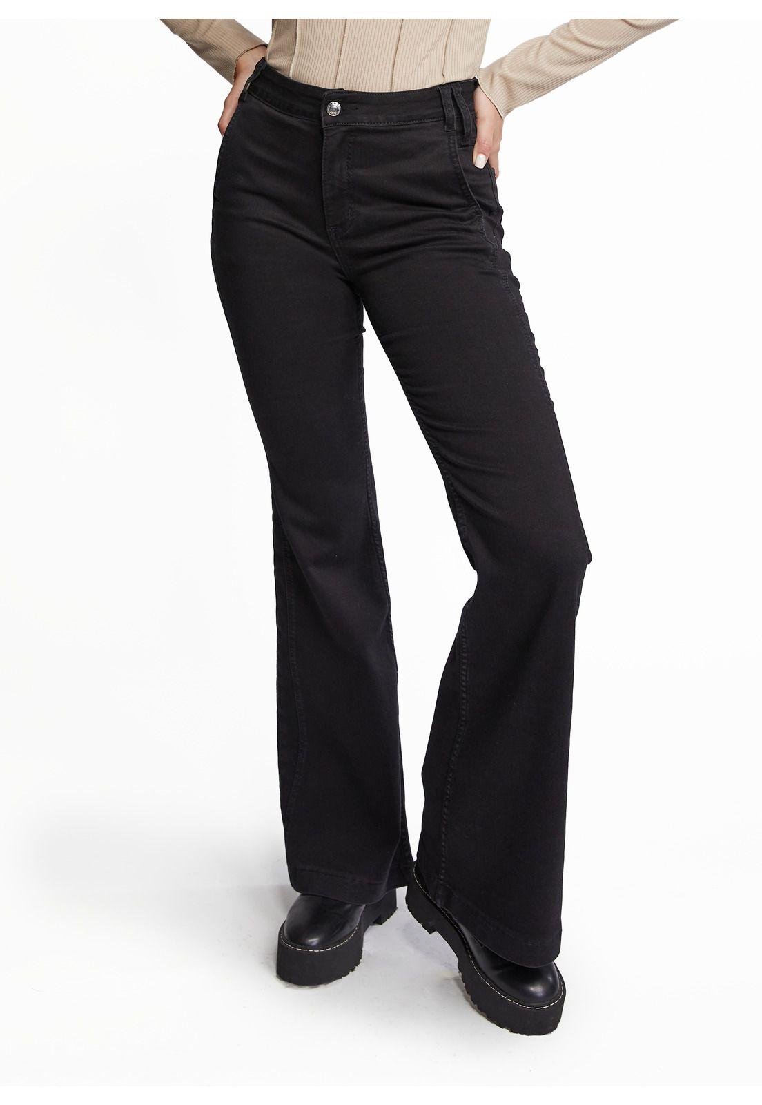 Jeans Julieta Black Flare Corte en Costado Negro Efesis-1