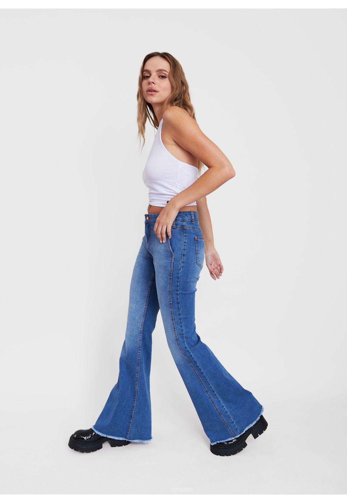 Jeans Julieta Medio Flare Corte en Costado Azul Efesis-1