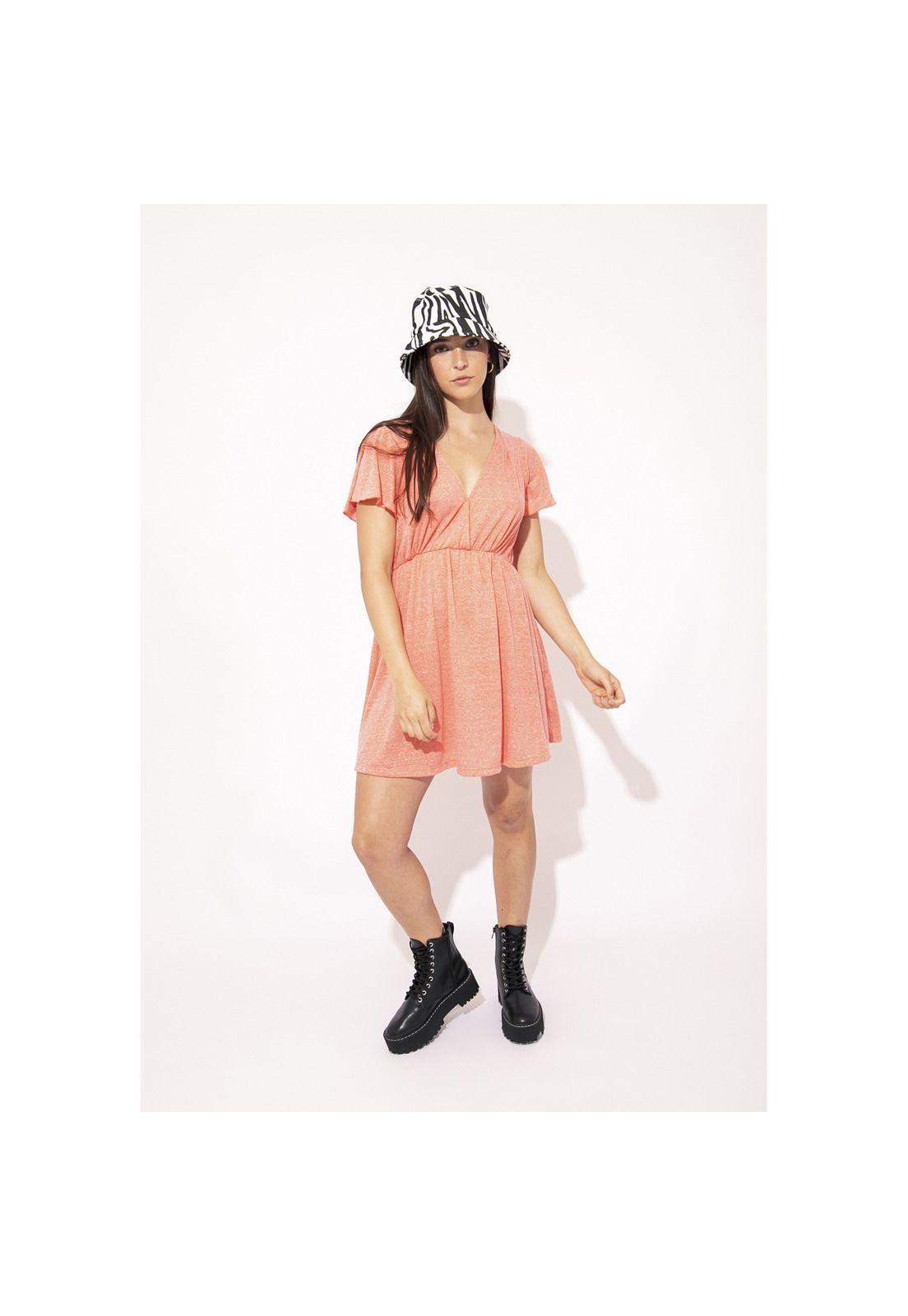 VESTIDO MÉROPE ABERTURA ESPALDA CORAL-0