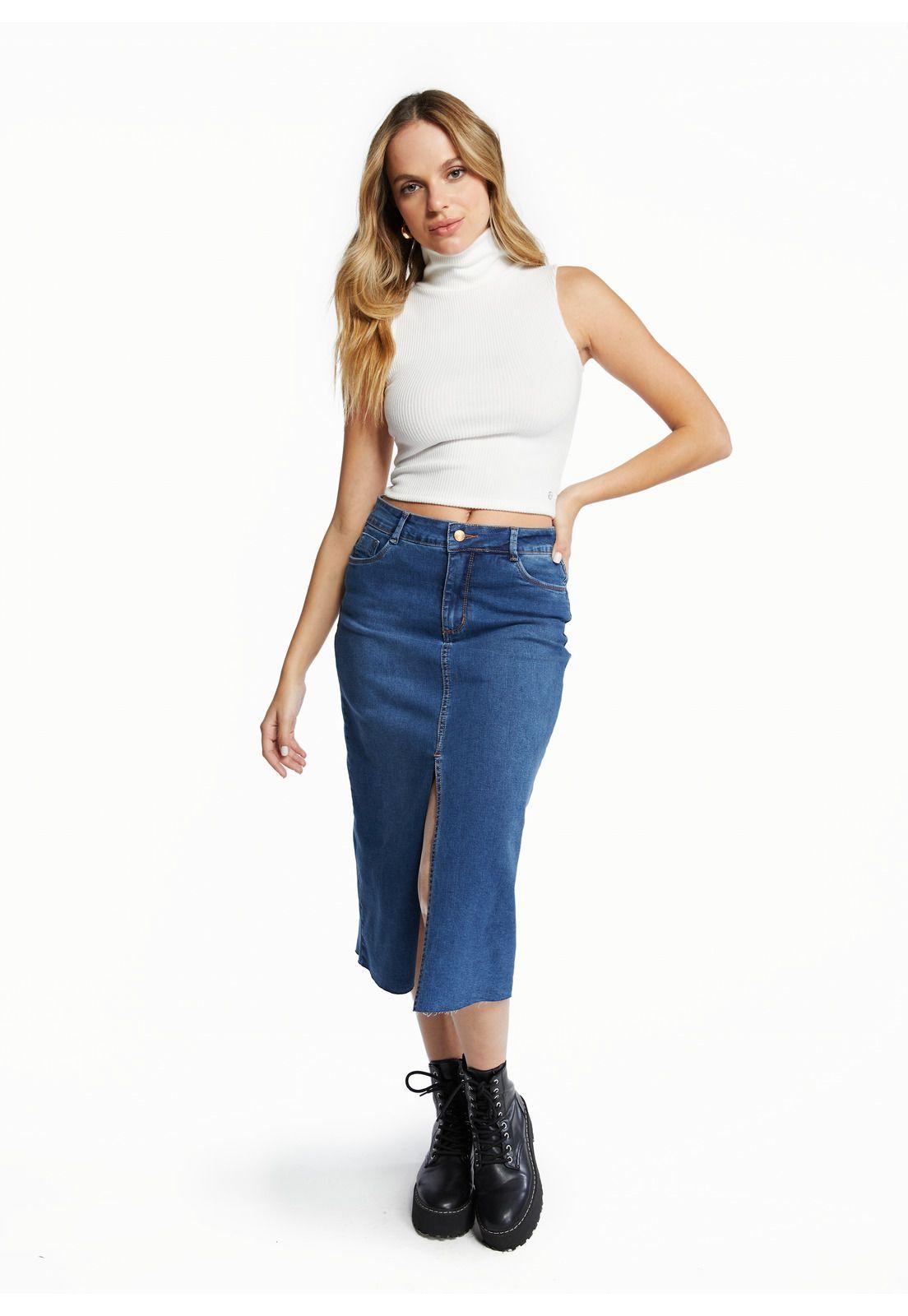 Falda Heidi Midi Abertura Azul Efesis-0